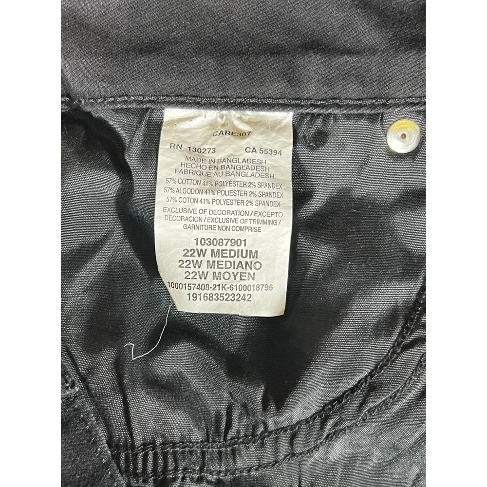 Lee Plus Womens 22Wx30 Medium Black Bootcut Mid Rise Regular Fit Stretch Pants